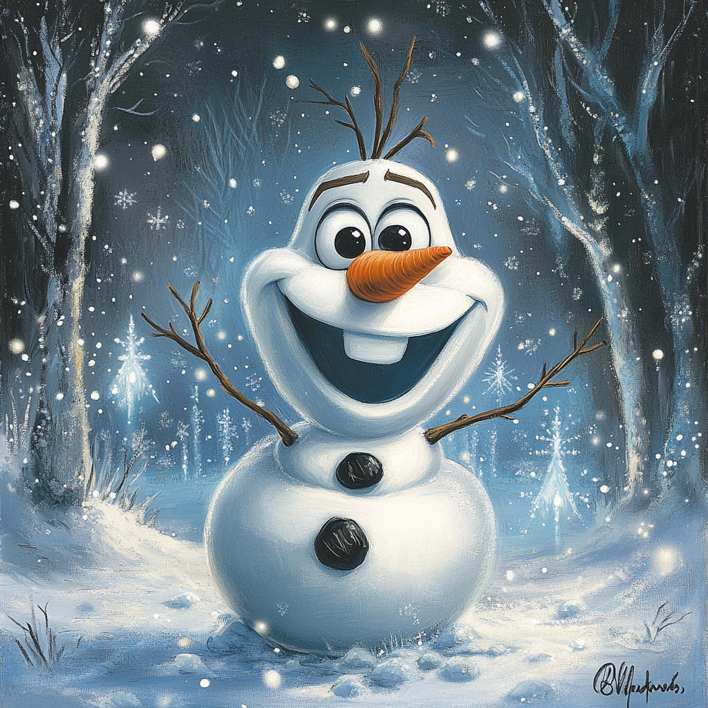 Charismatic Olaf Snowman Illustration