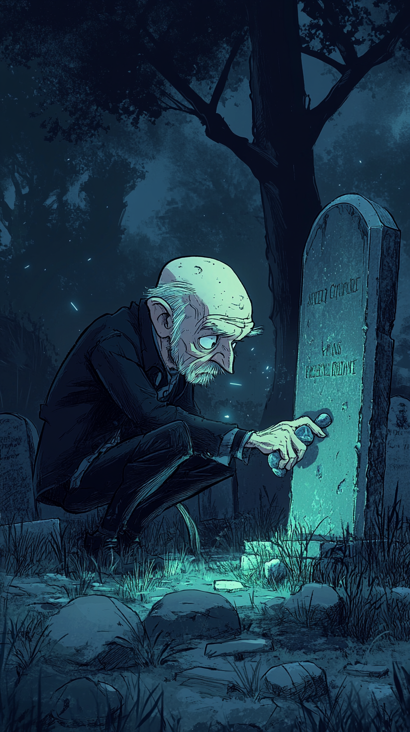 old man in graveyard