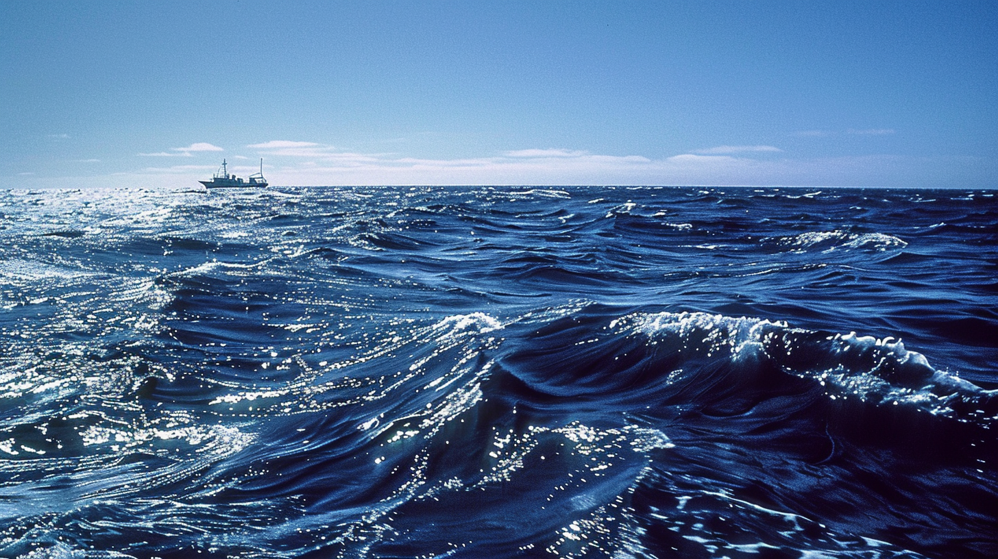 Ocean research vessel in Pacific