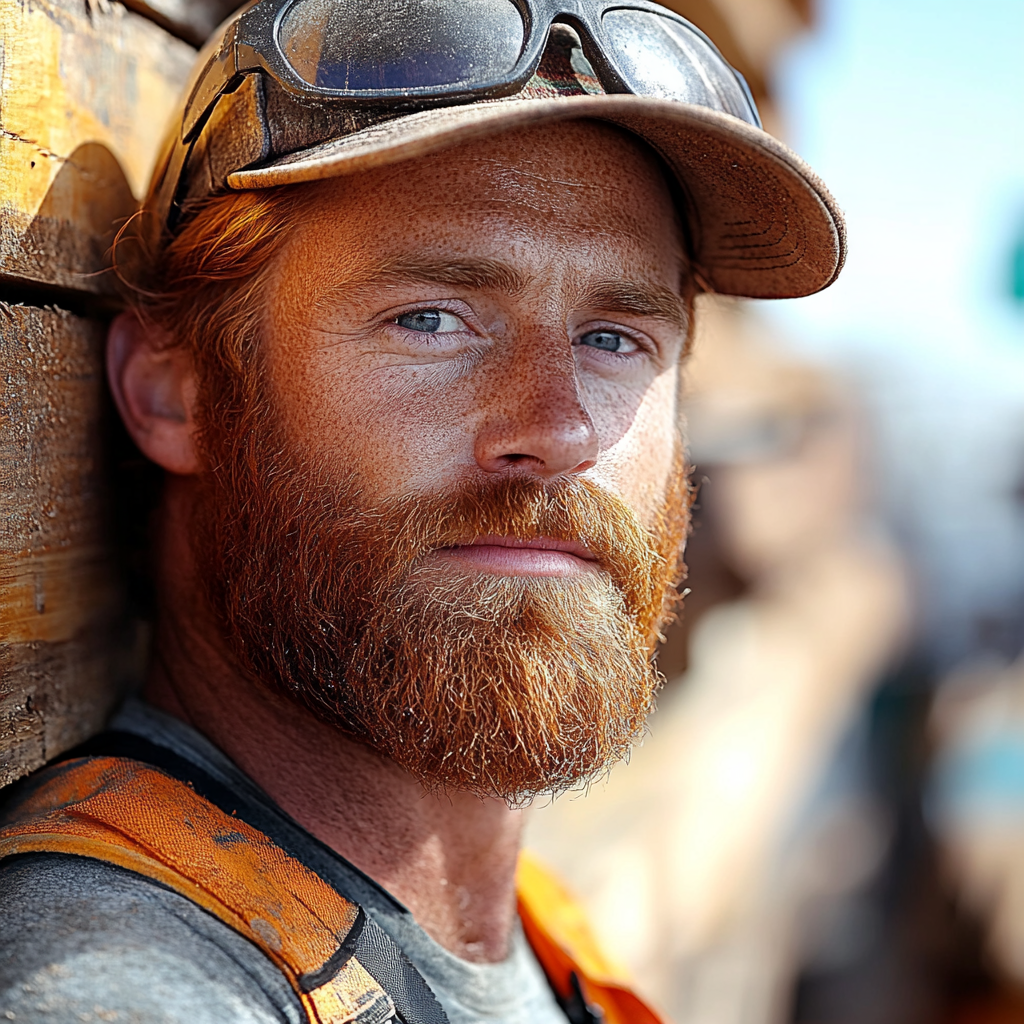 overweight construction worker carrying planks Brisbane skip