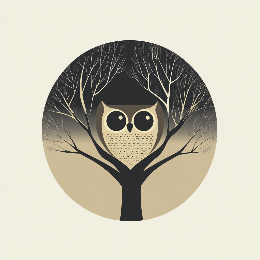 Owl in Tree Vector Art