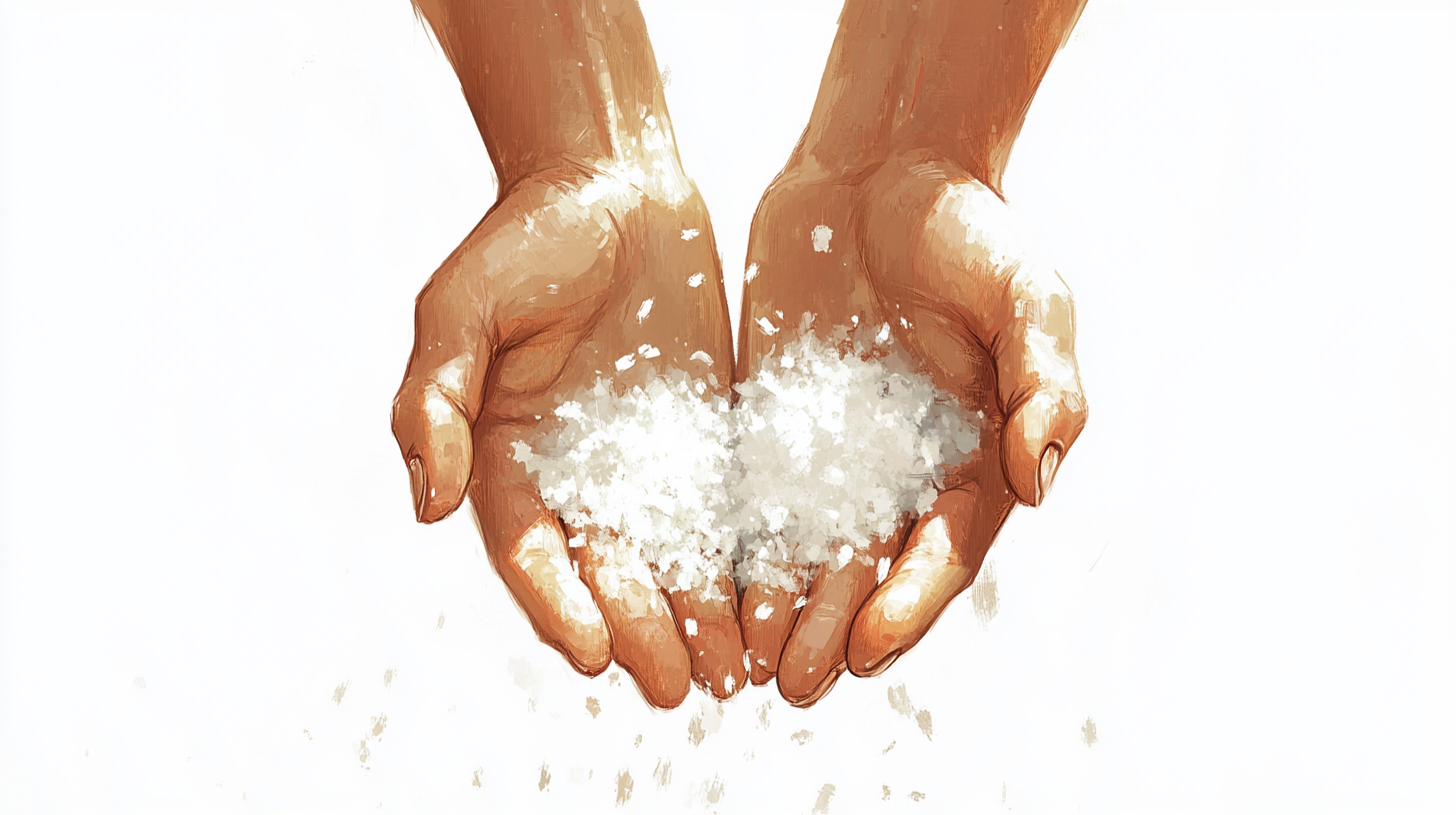 Hands Cupped Offering Grain White Background