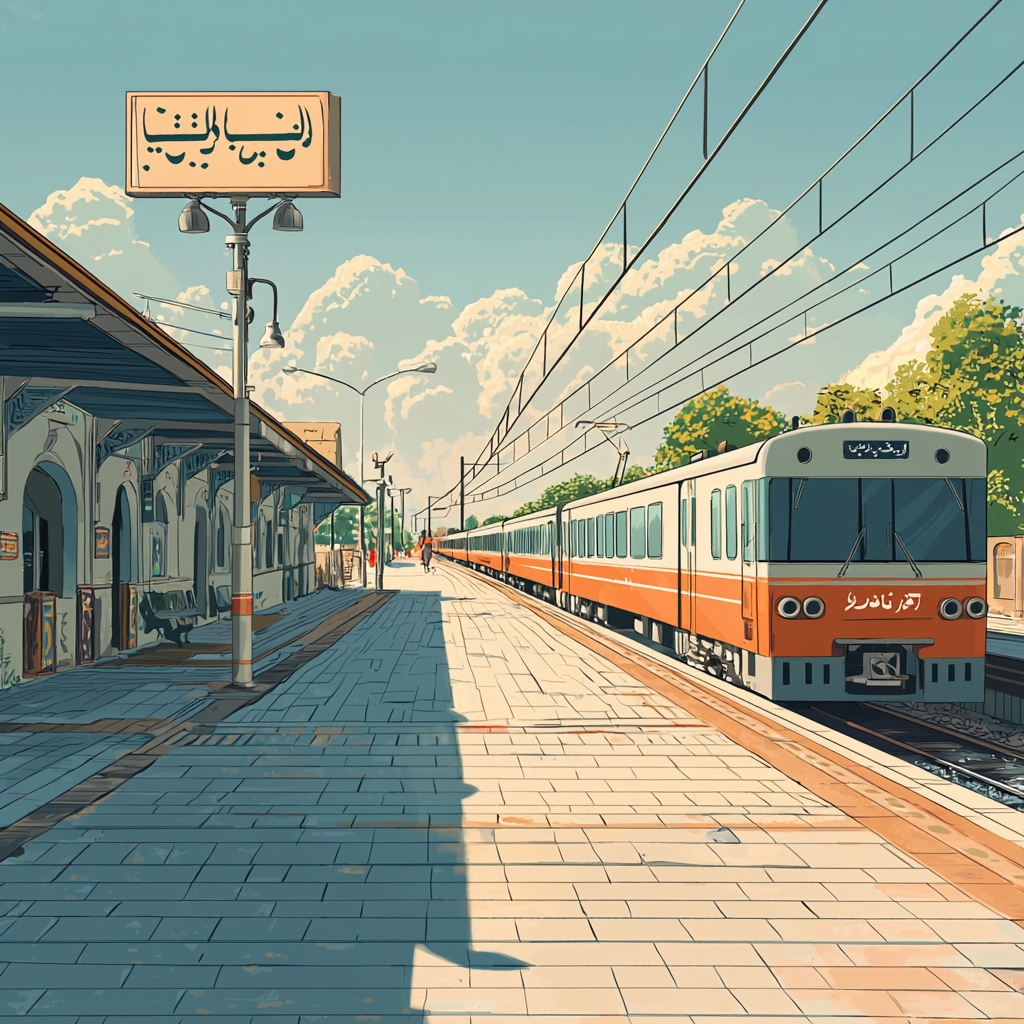 90s anime-style Pakistan Railways train