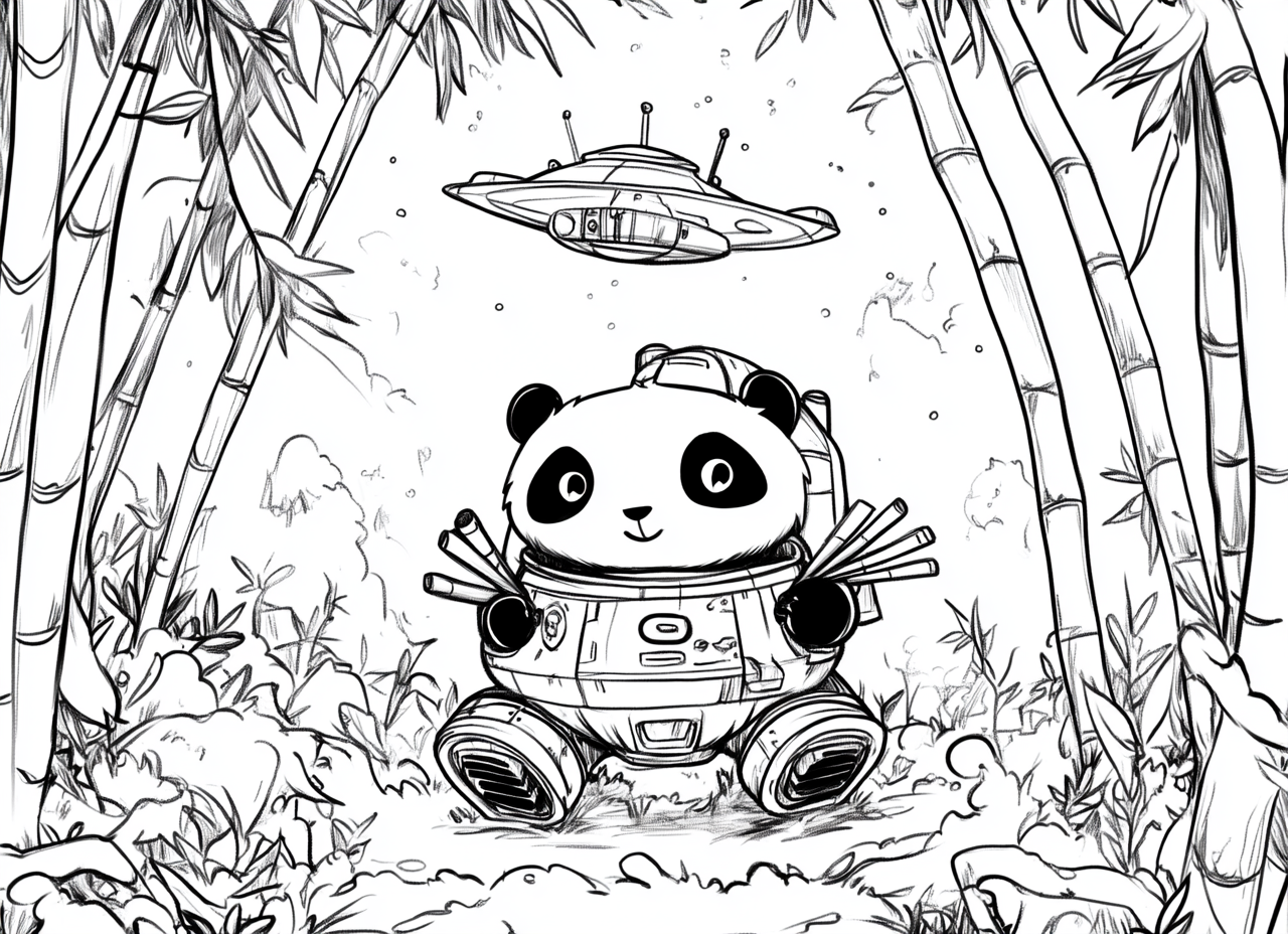 Cute Kawaii Panda Coloring Page