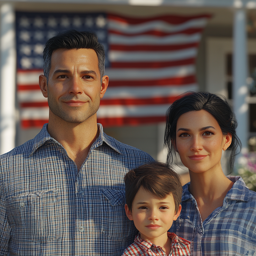 Patriotic non-Christian family portrait