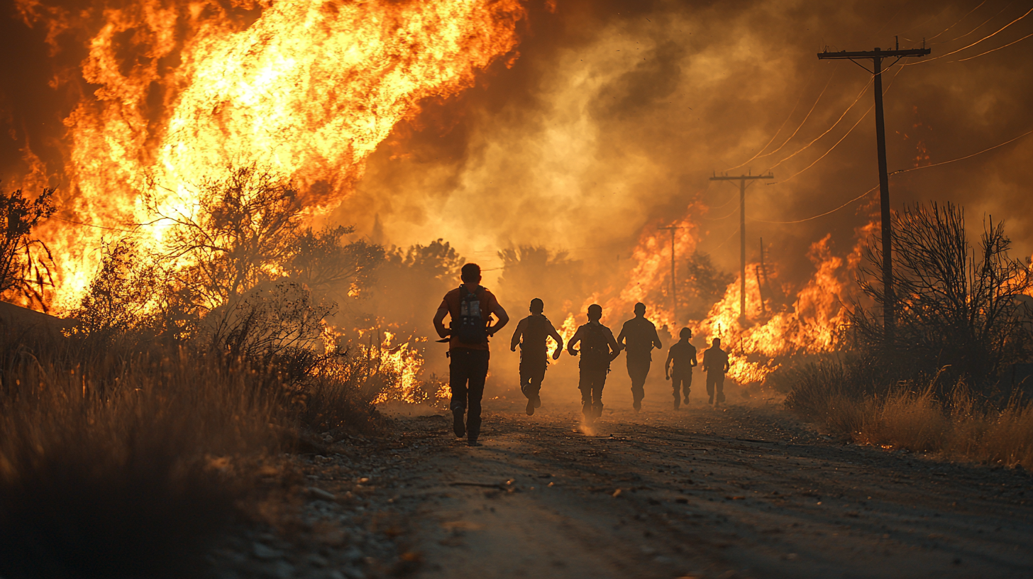 People Running From Wildfires