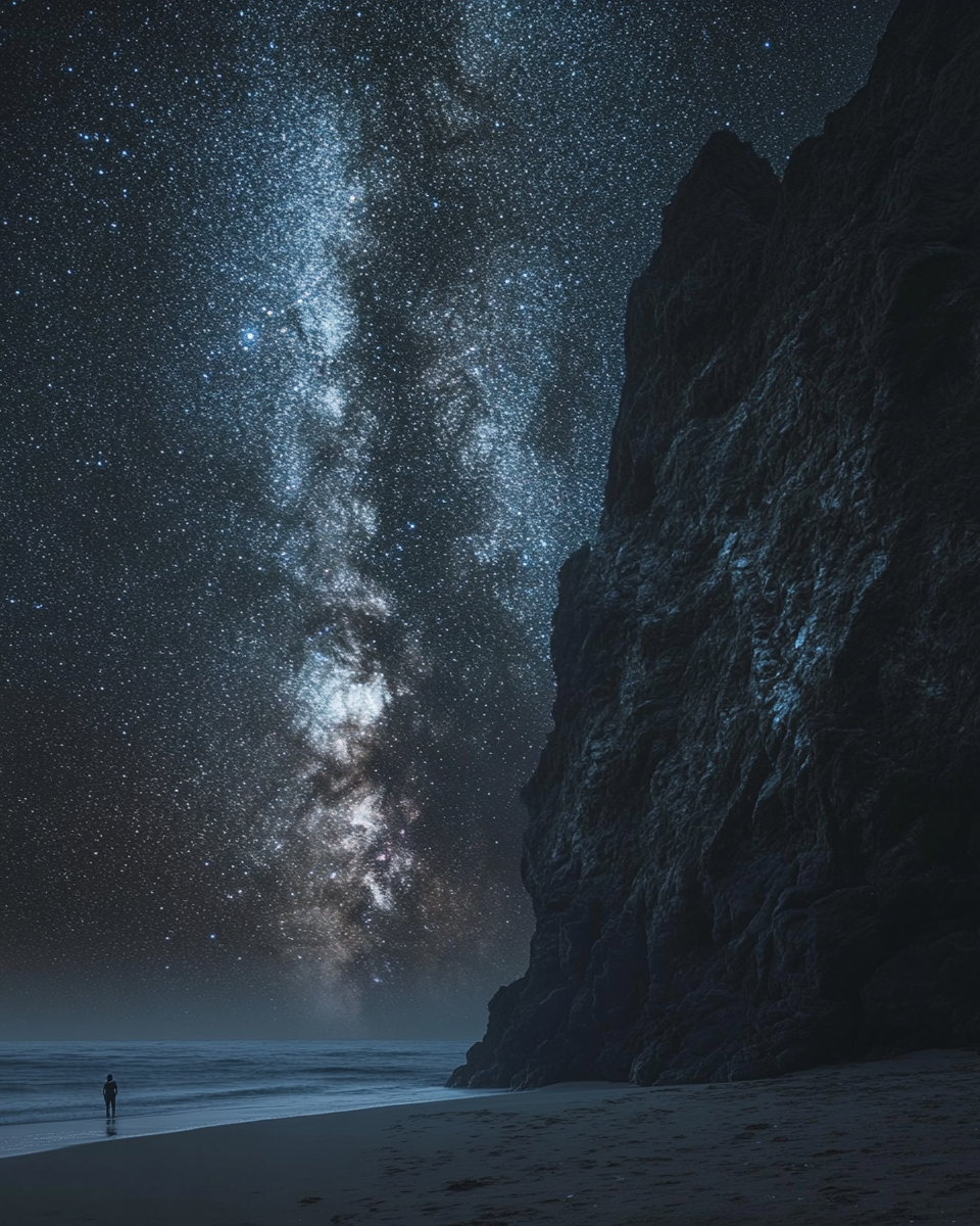 Person gazing at night sky