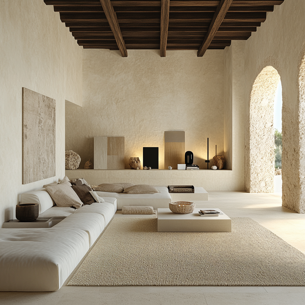 photorealistic image of modern villa sitting room in Maiorca