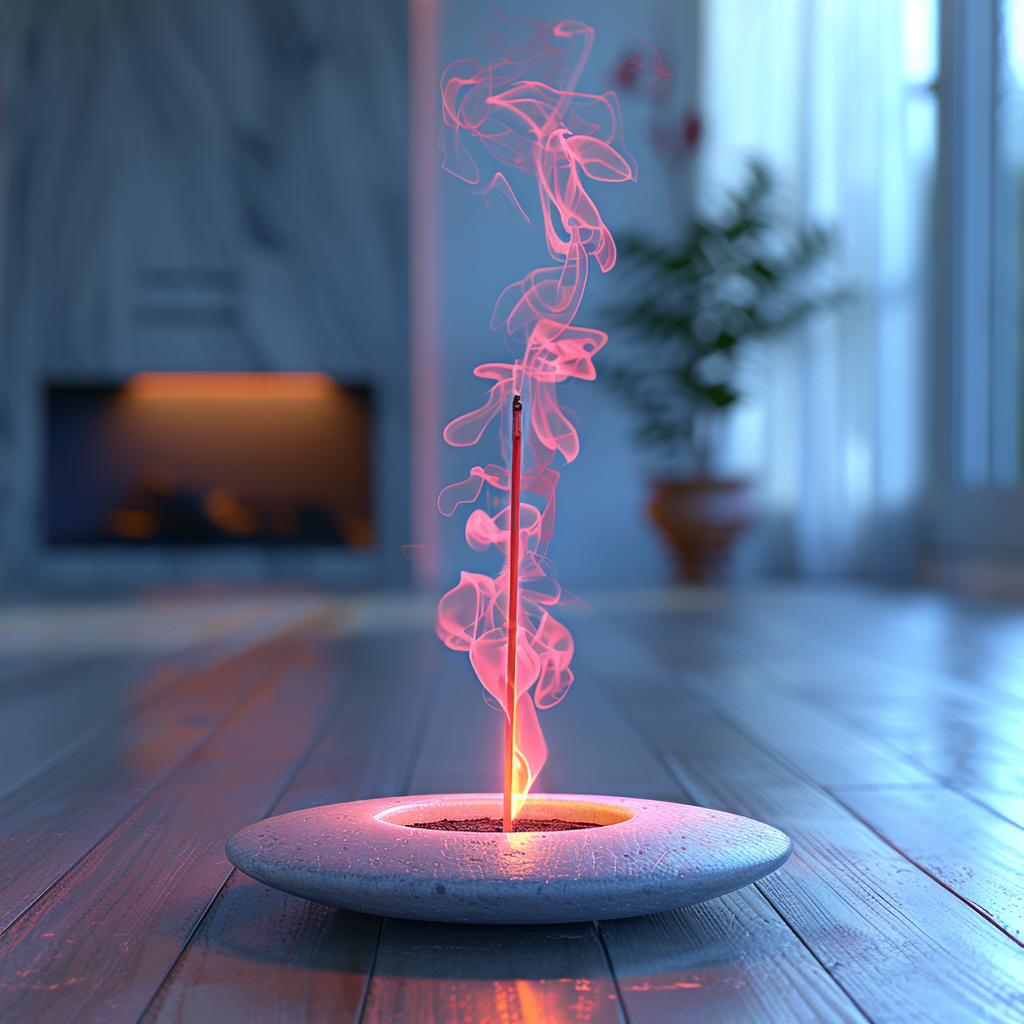 Pink Incense Stick Burning Clean