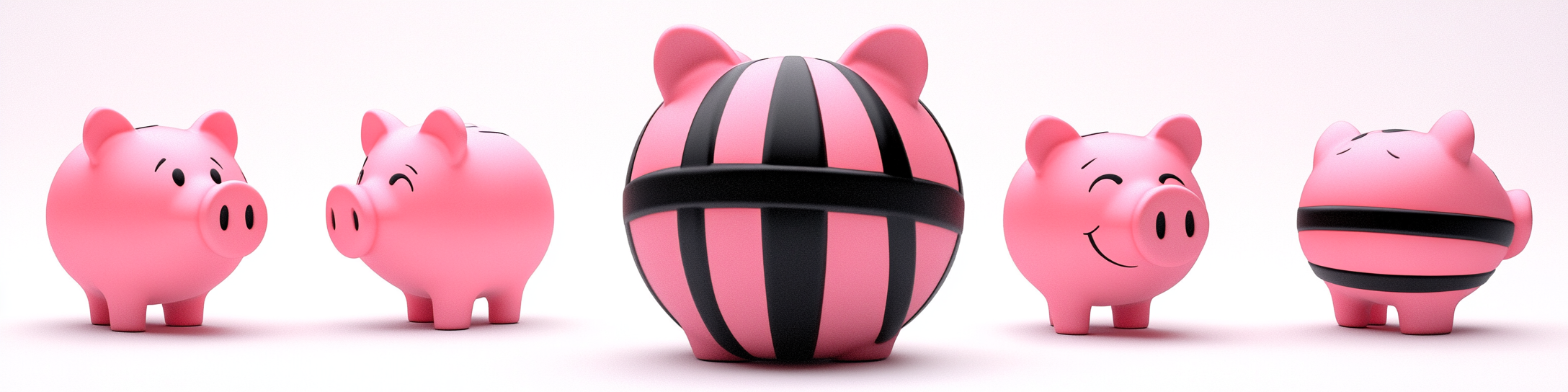 Cute pink piggy bank cartoon