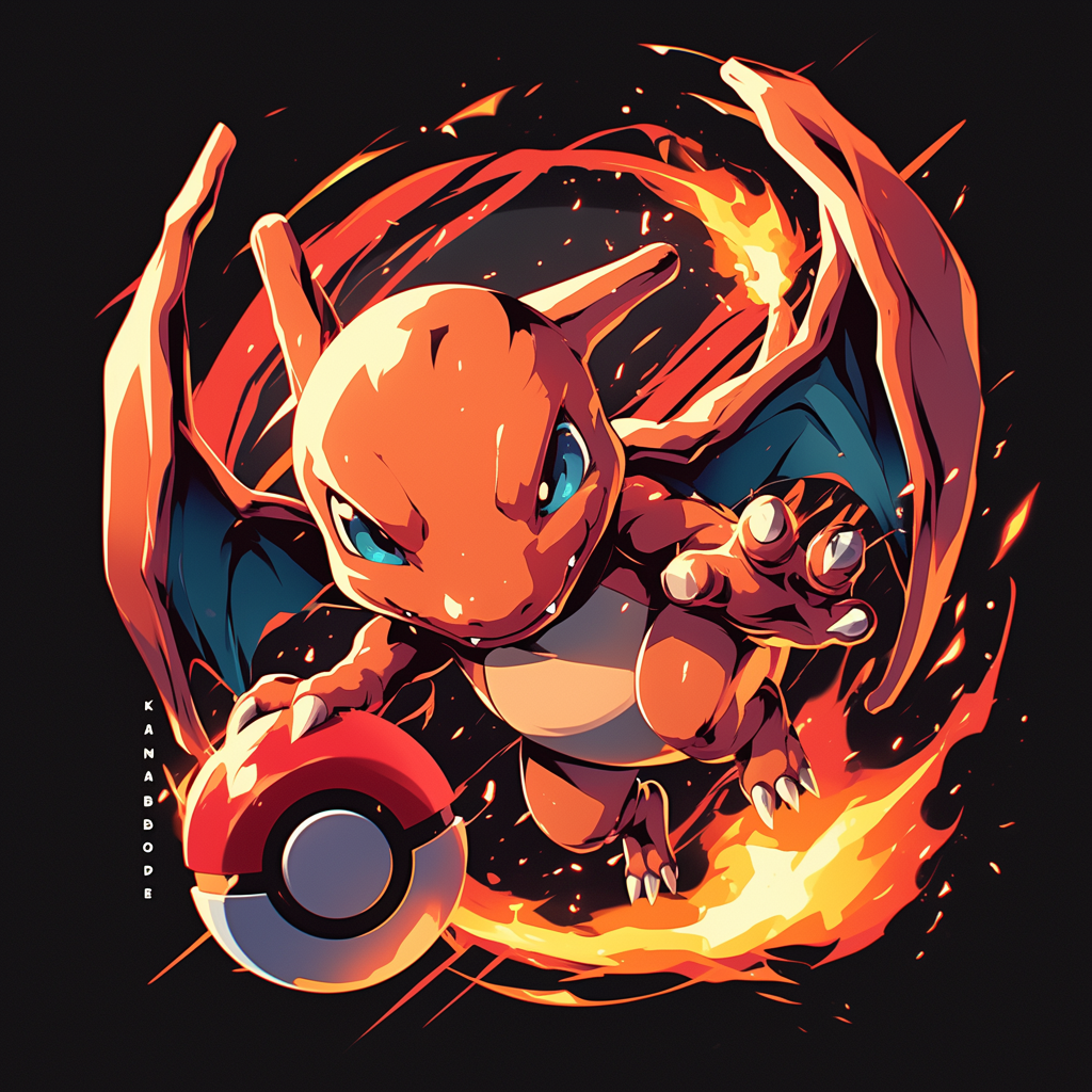 Charmander Pokemon logo design face