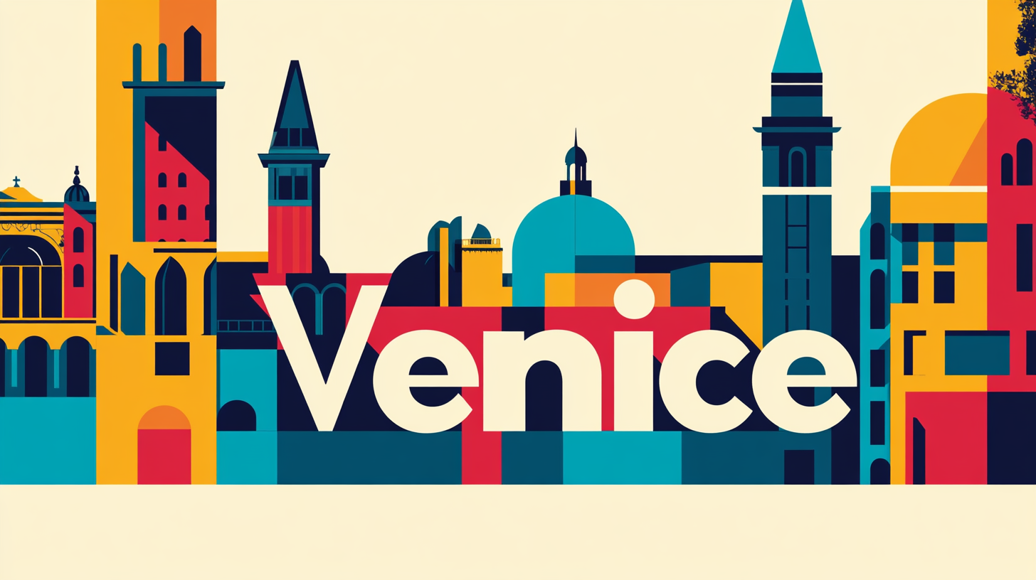 Pop art Venice city skyline poster