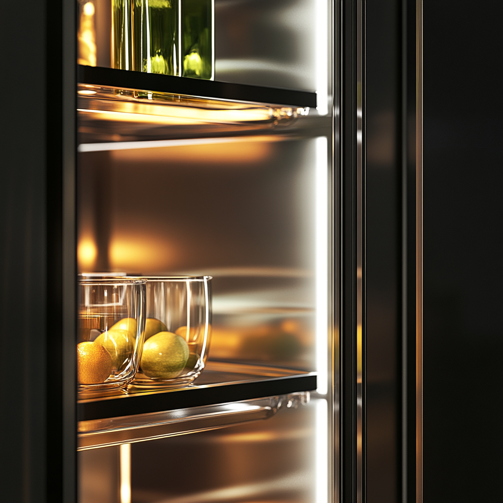 Dimly Lit Premium Refrigerator Close Up