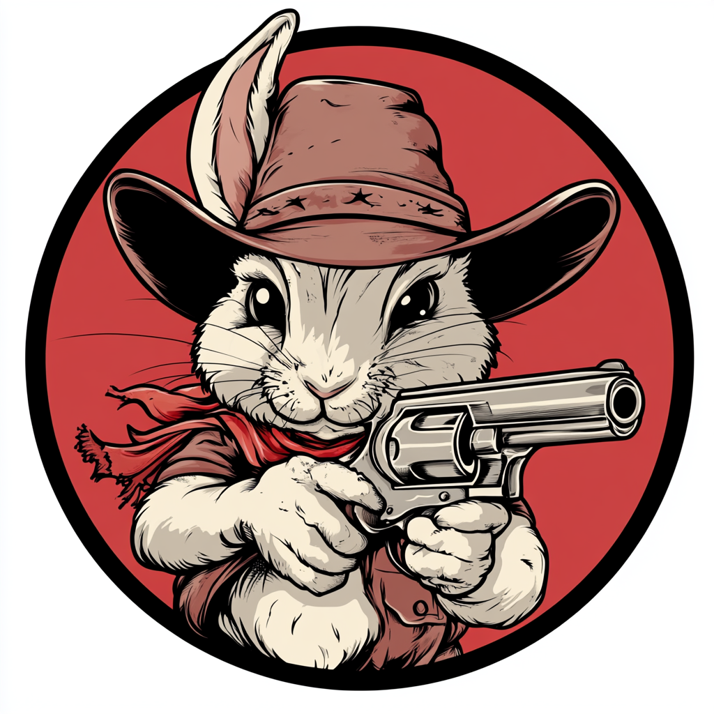 Rabbit Cowboy Gun Logo Illustration