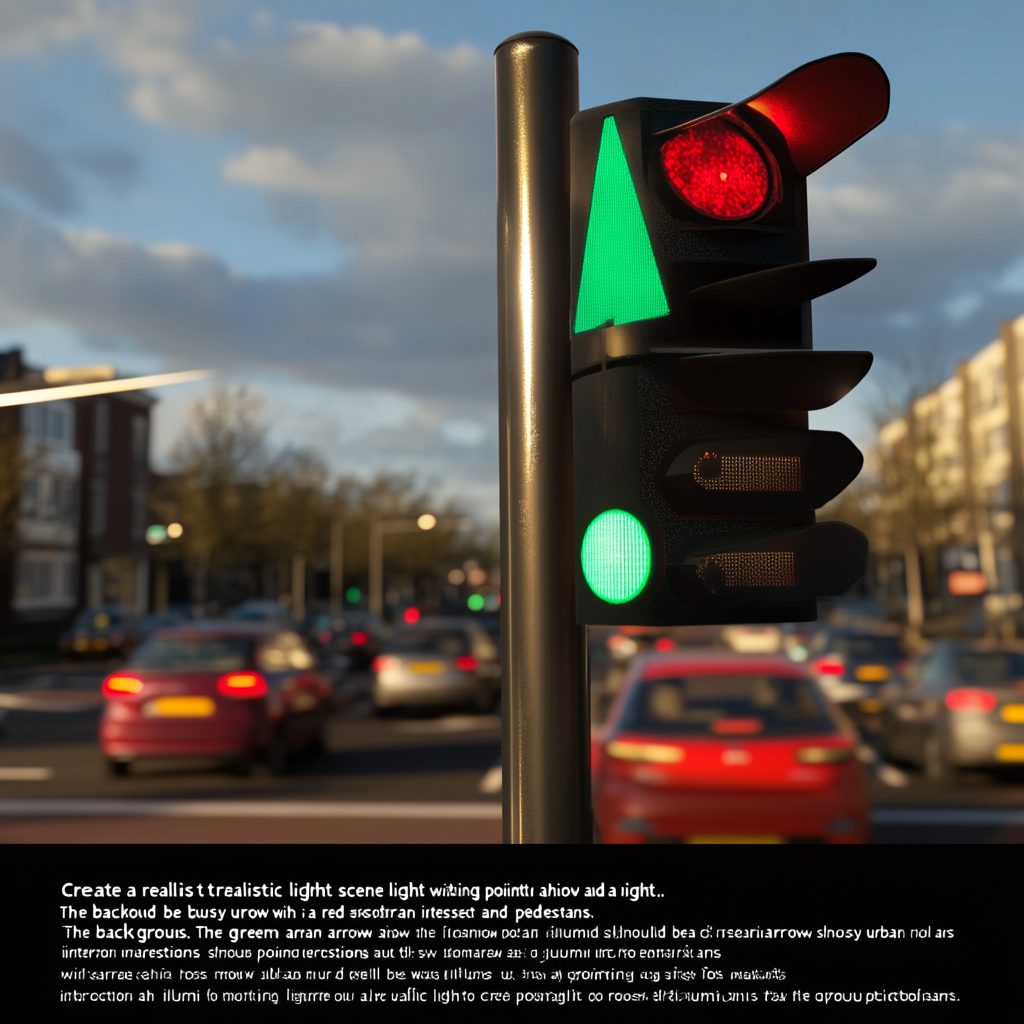 Dutch traffic light scene with green and red arrows