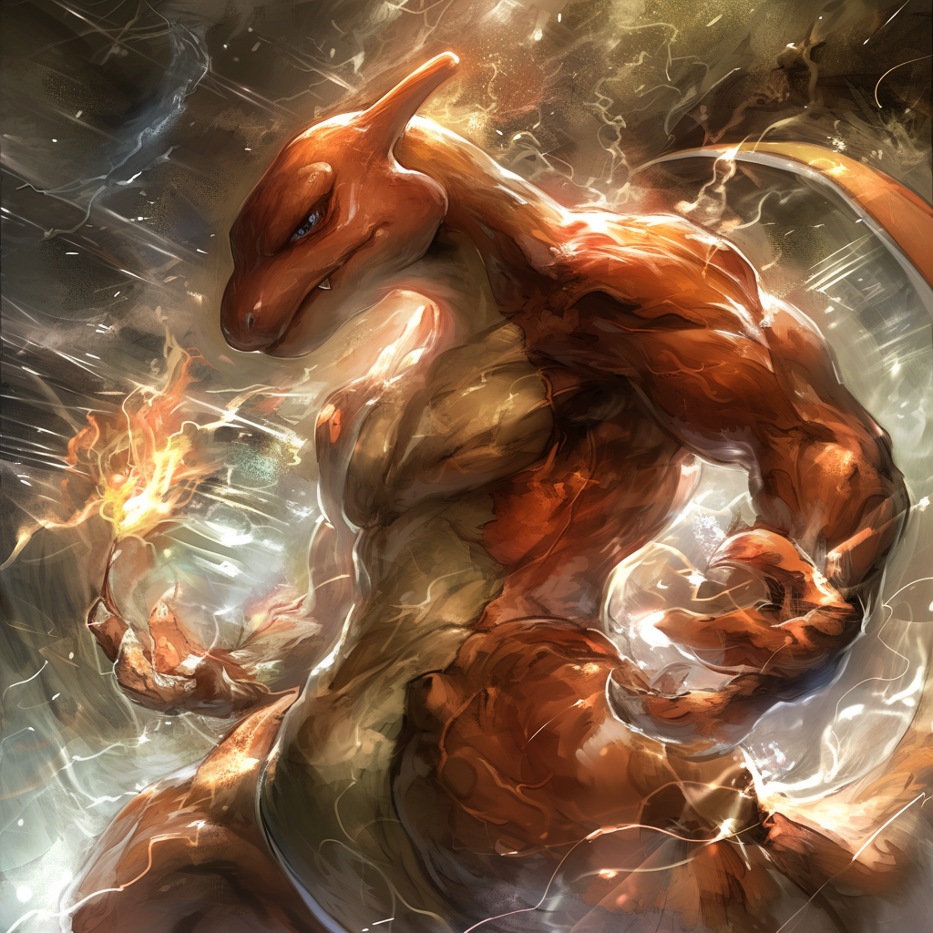 Charmander Pokemon Brushwork Design