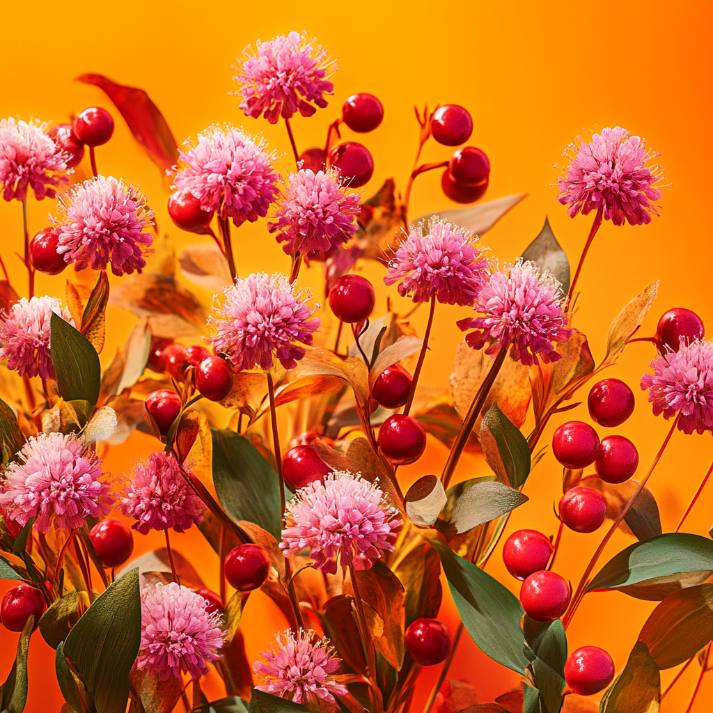 Red Clover Schizandra Berries Composition Image