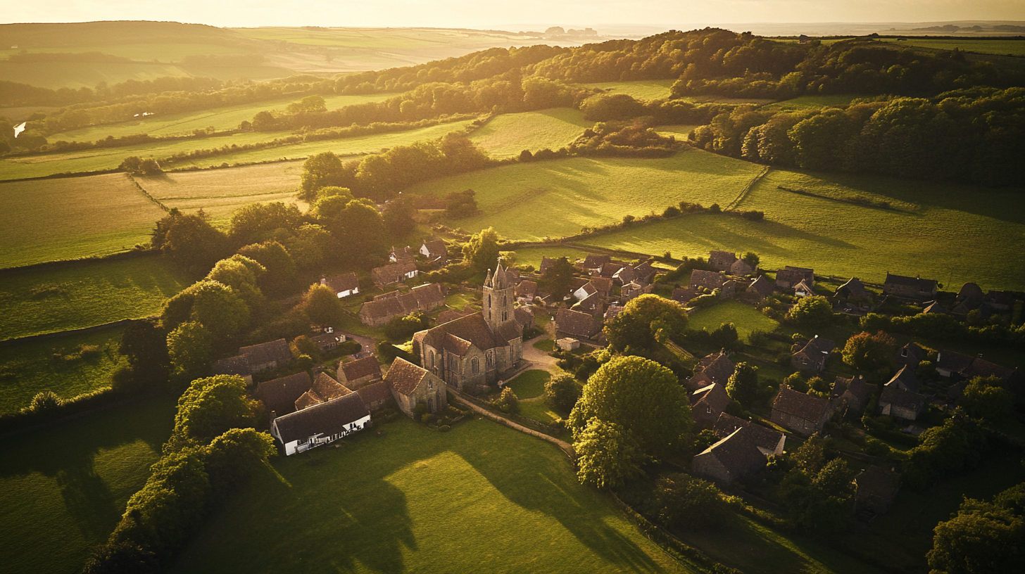 Vintage aerial view Folkington Sussex