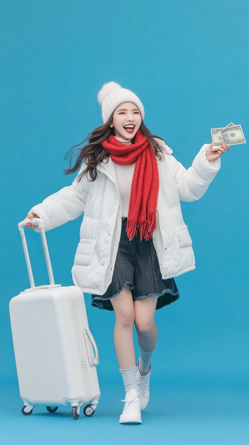 Asian Woman Traveling with Money