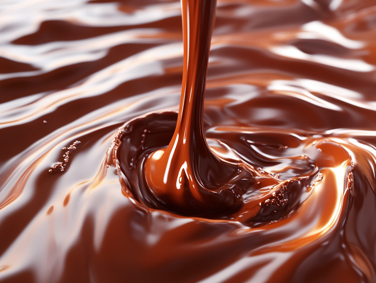 Shiny, flowing chocolate waves