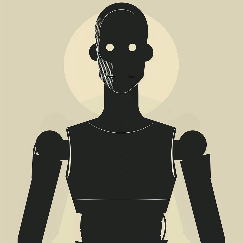 Minimalistic Robot Silhouette Vector Illustration