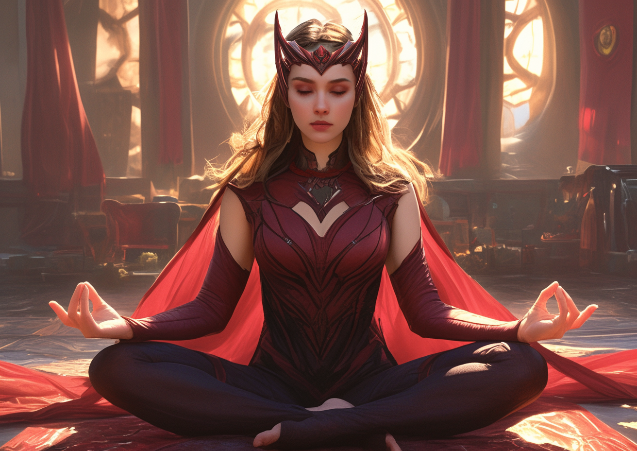 Scarlet Witch in Yoga Position