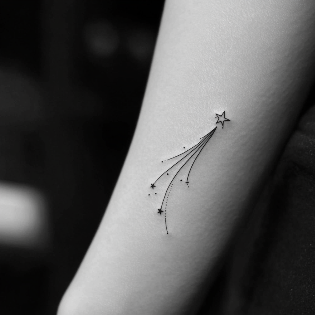 sleek shooting star tattoo design