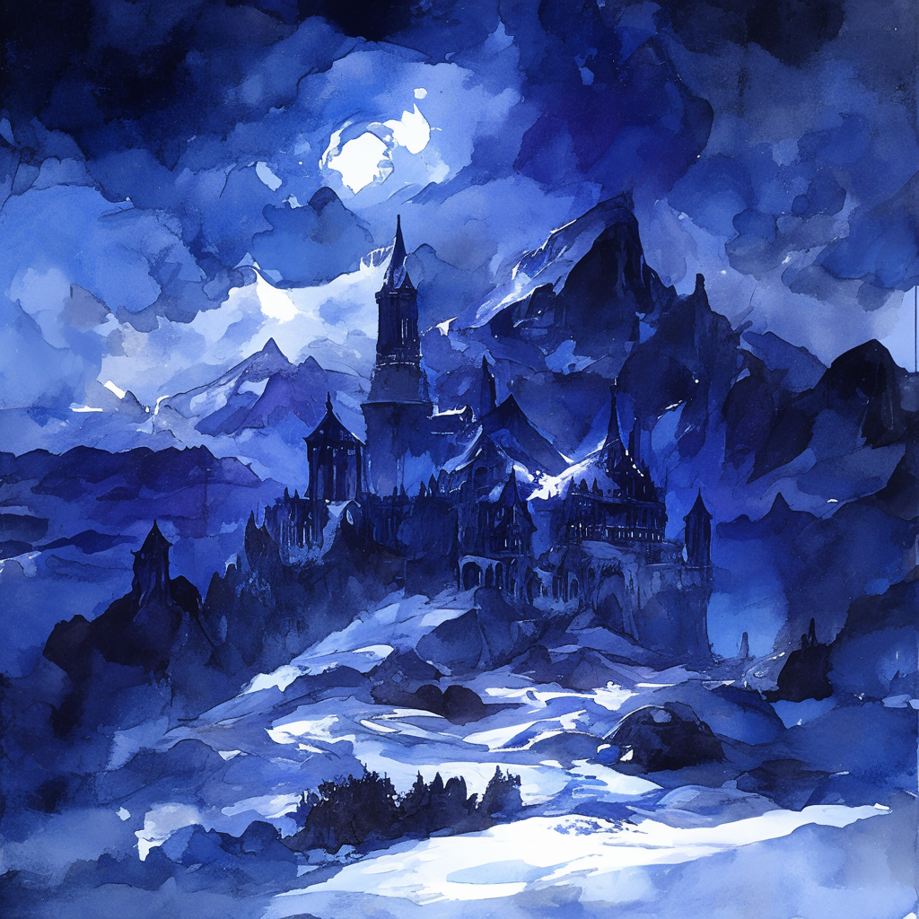 Snow Covered Castle Mountains Night