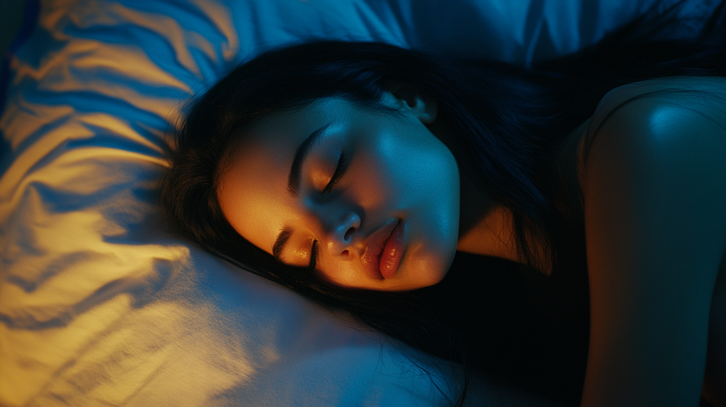 Hispanic woman sleeping peacefully in bed