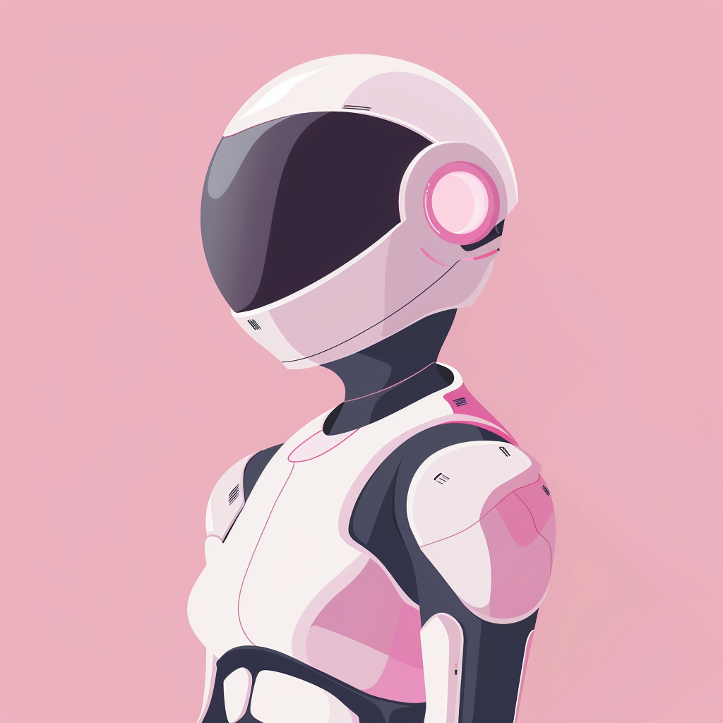 Friendly Robot Vector Silhouette Pink