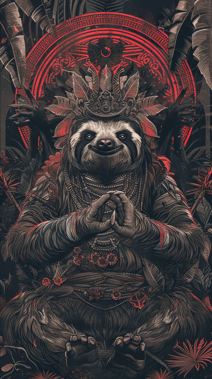 Red and Black Spiritual Sloth Art