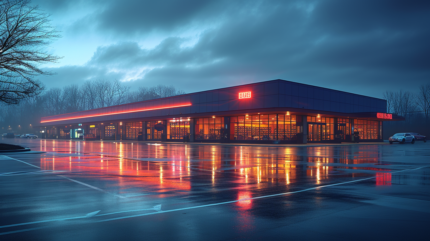 Exterior of strip mall store