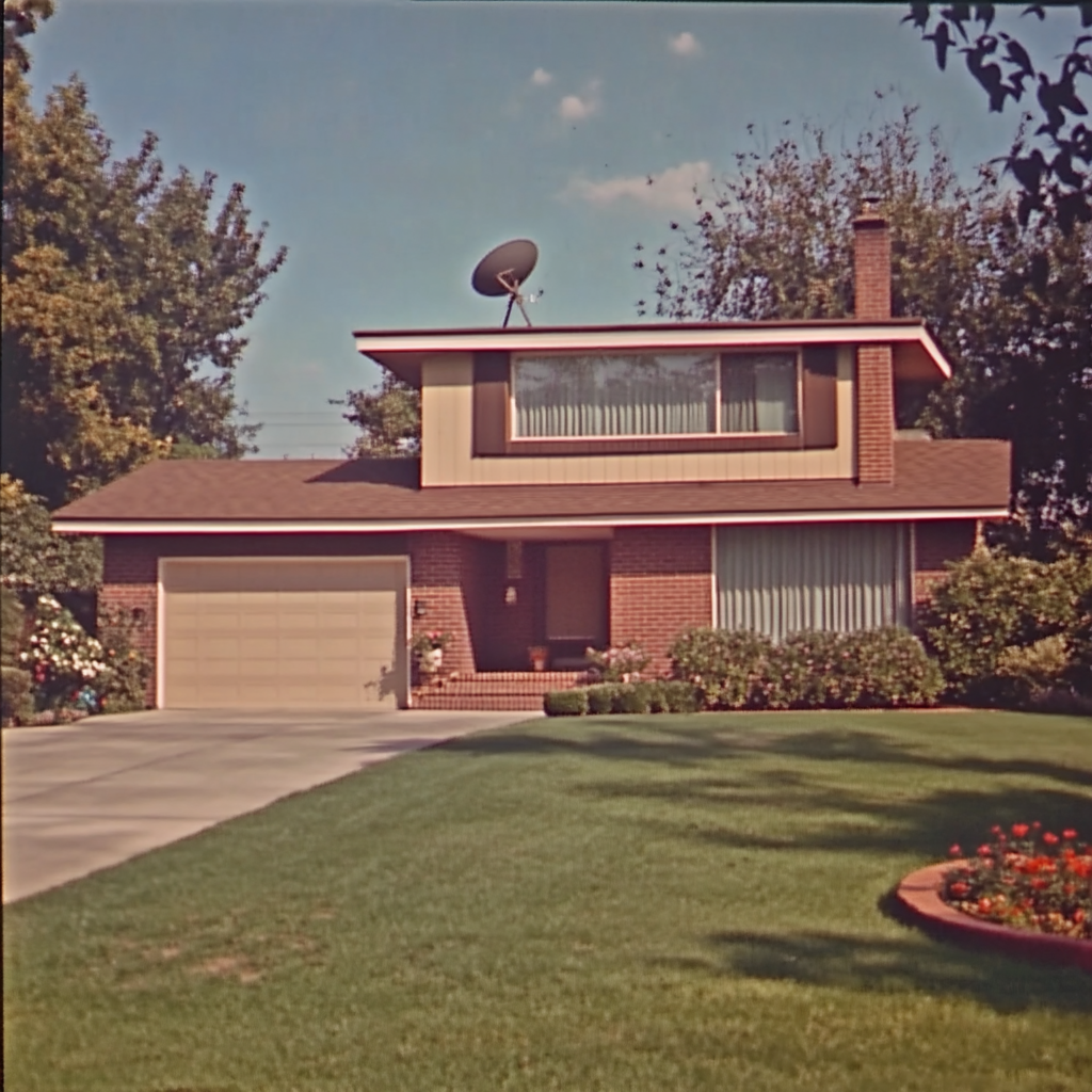 Retro 1950s suburban house image