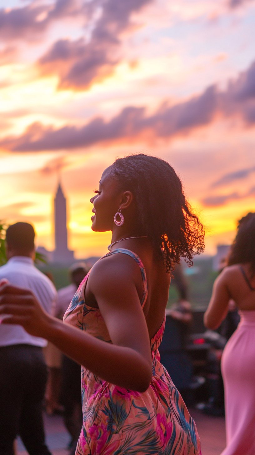 African Americans Dancing at Sunset Soiree