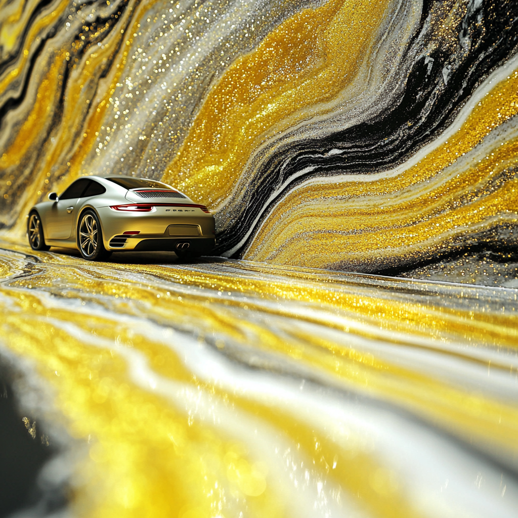 Shiny Porsche on Marble Wallpaper