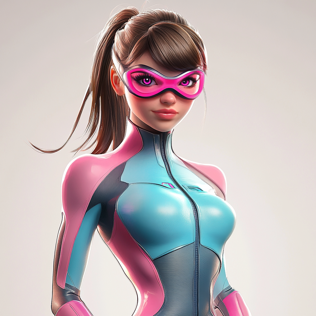 Female superhero in pink costume