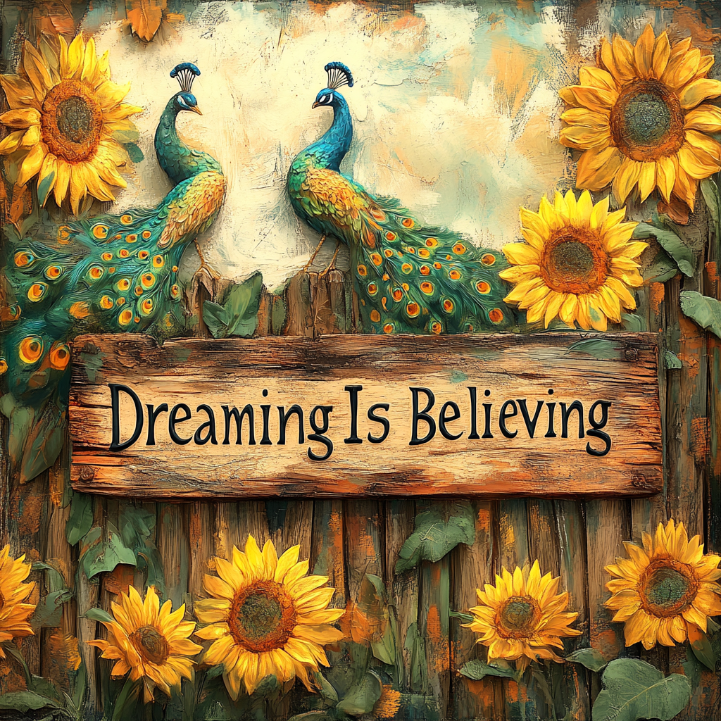 Surreal Dream Sign Wood Sunflowers