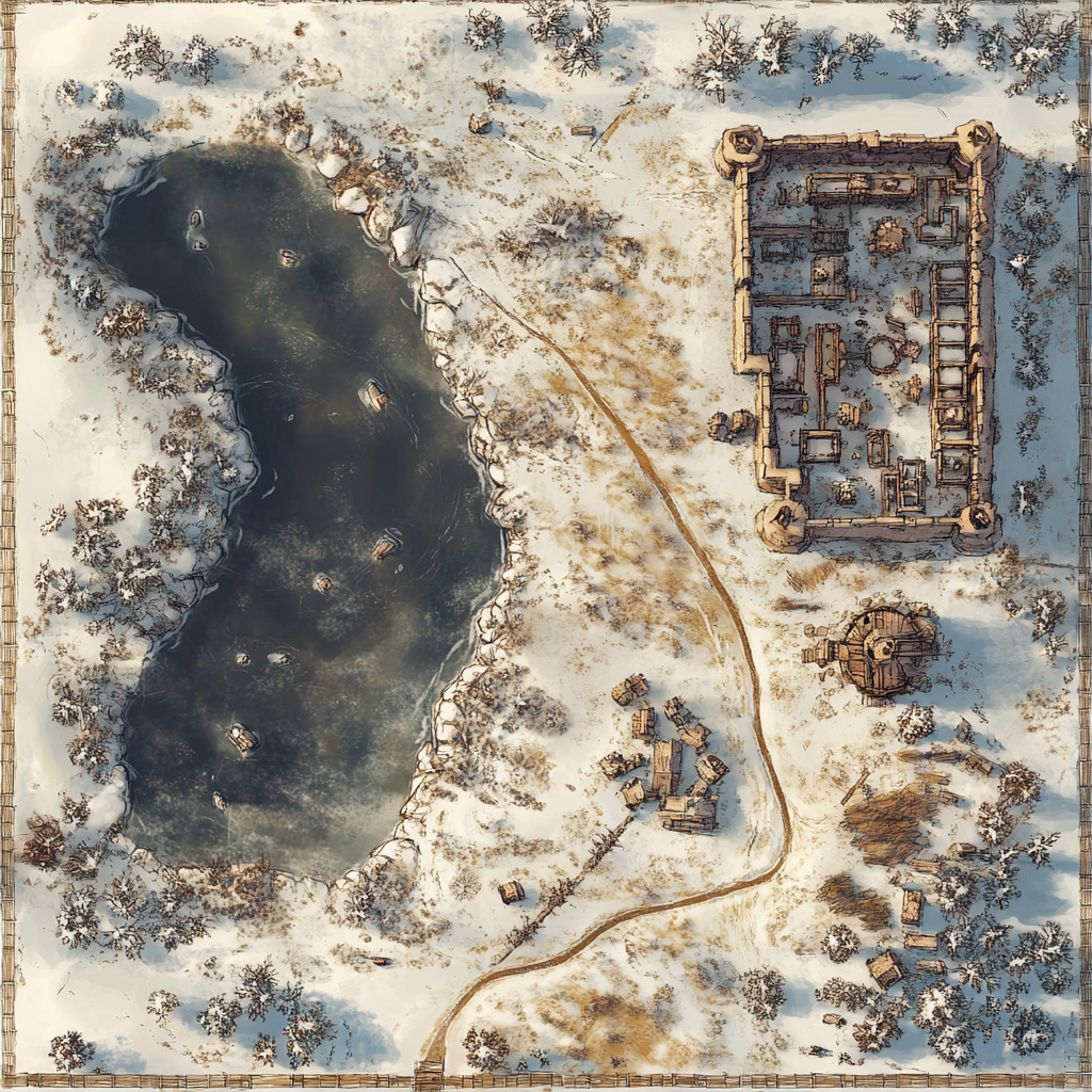 Tabletop Gaming Winter Map City Lake