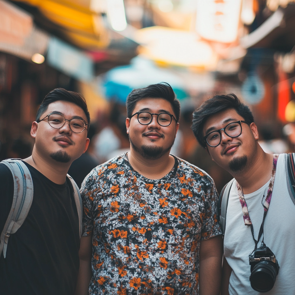 Three friends standing together