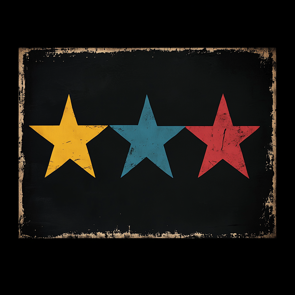 Three Star Flag on Black Background