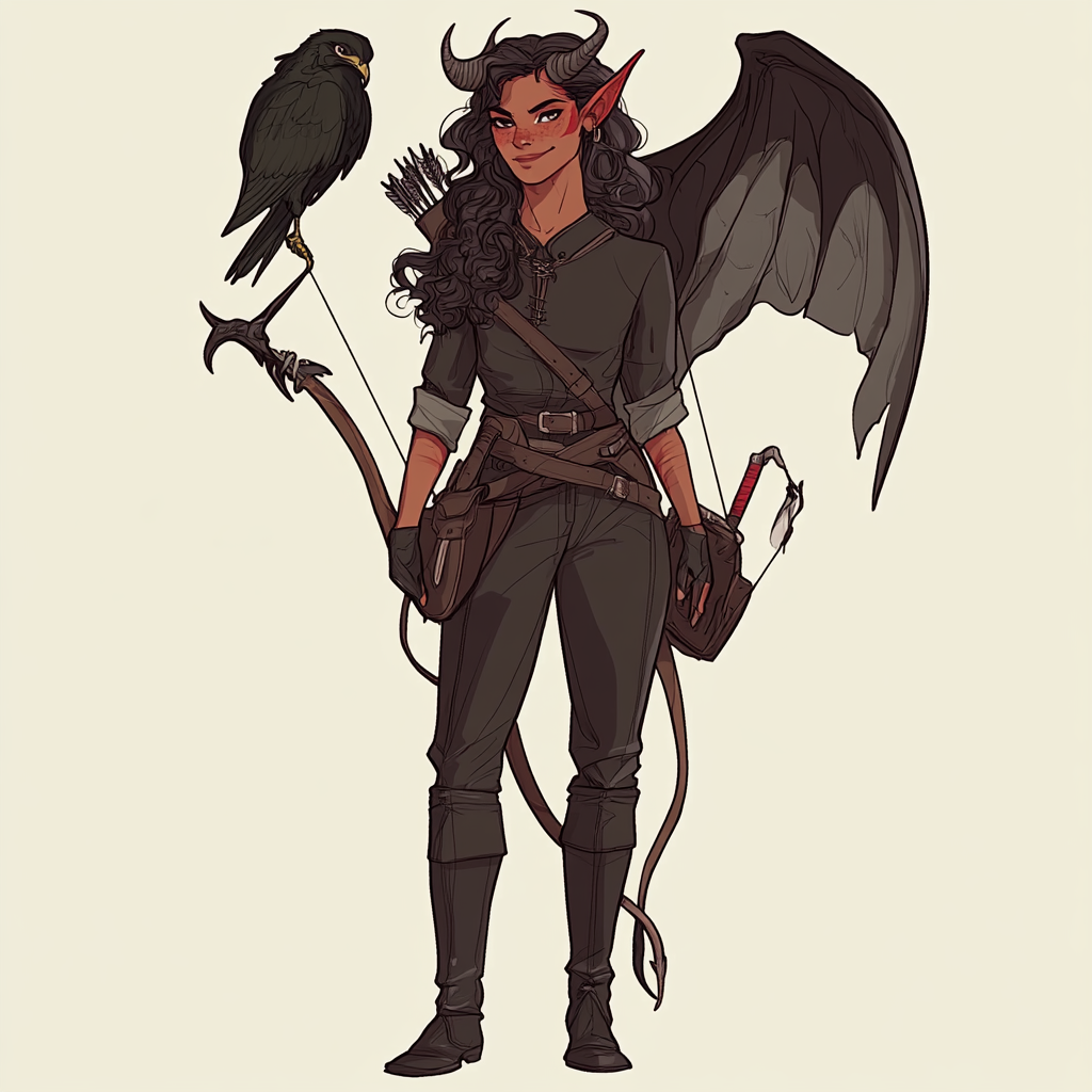 Tiefling Ranger with Falcon Companion