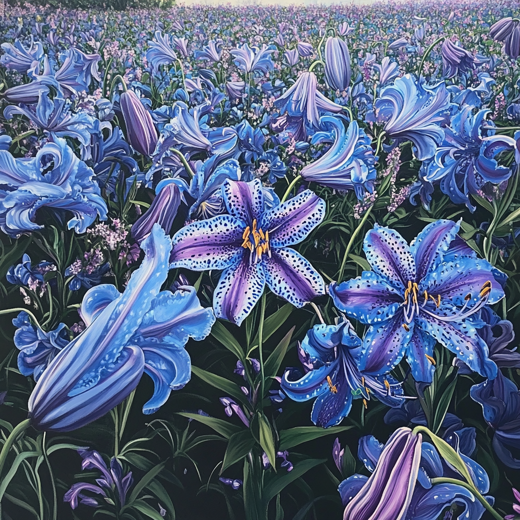 Tiger Lilies Blue Violet Field