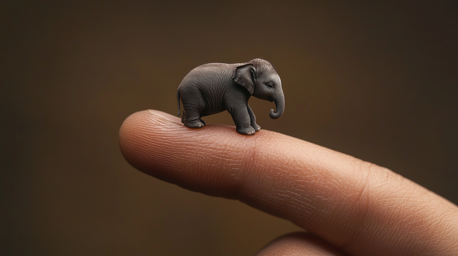 Small Elephant on Index Finger