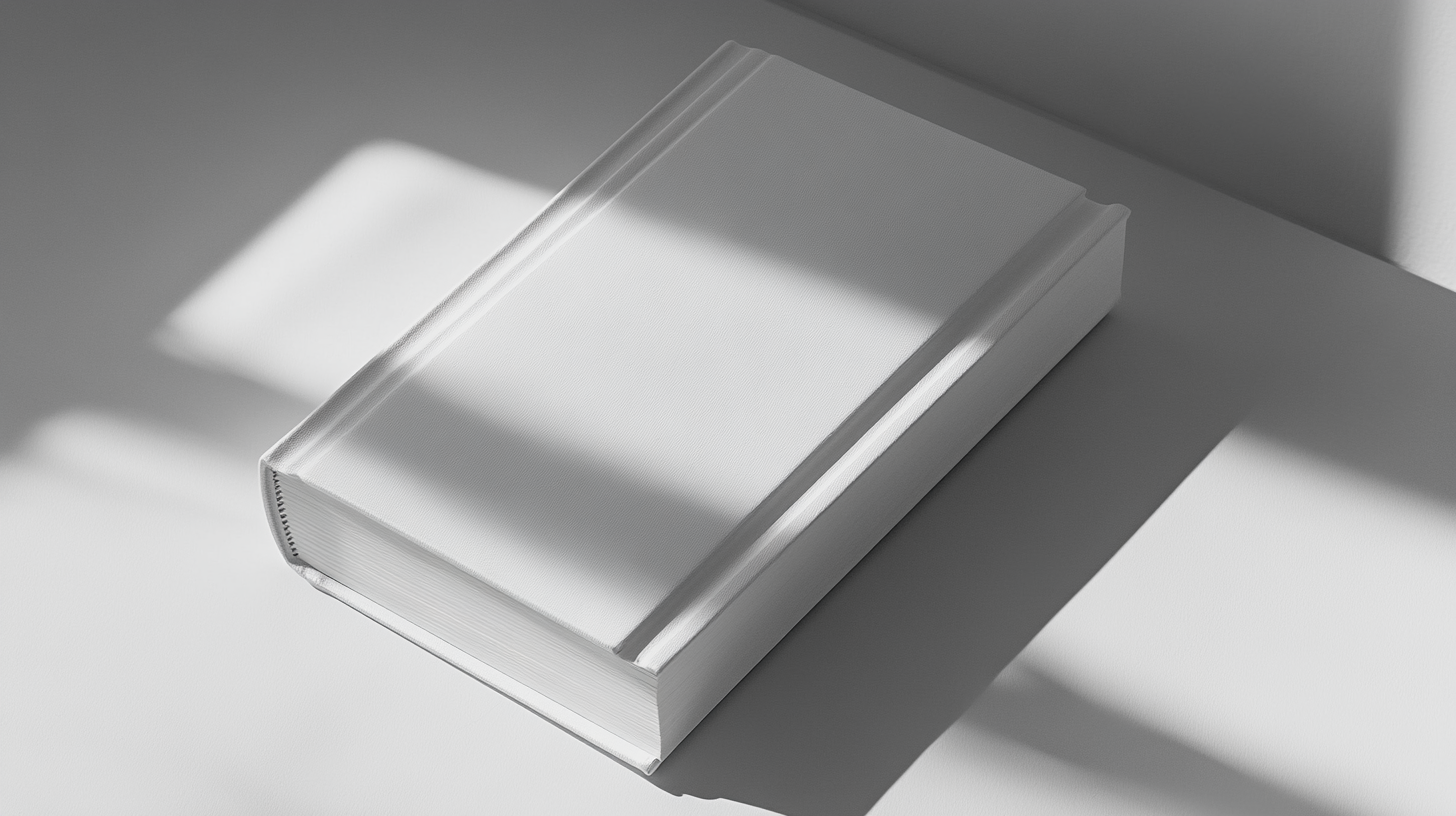 Book on White Table Top View