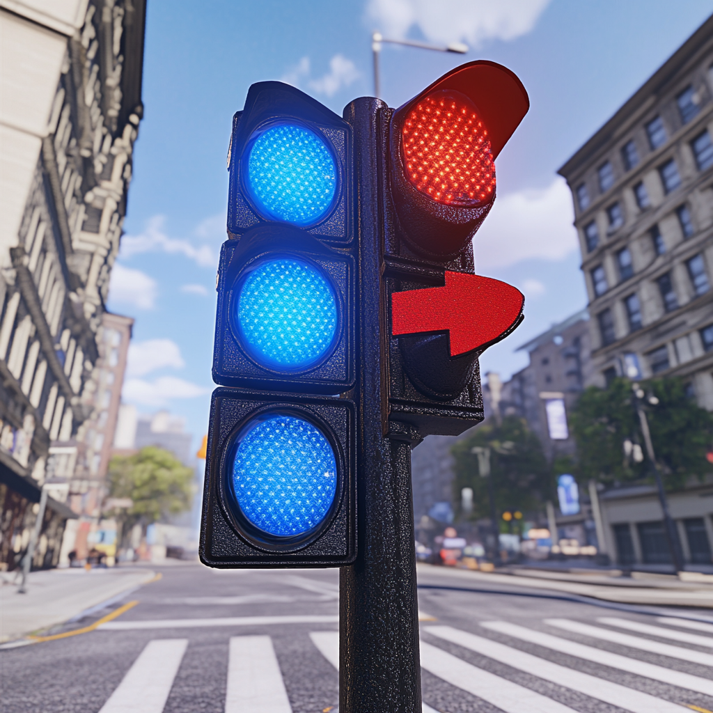 Traffic Light Blue Red Arrows