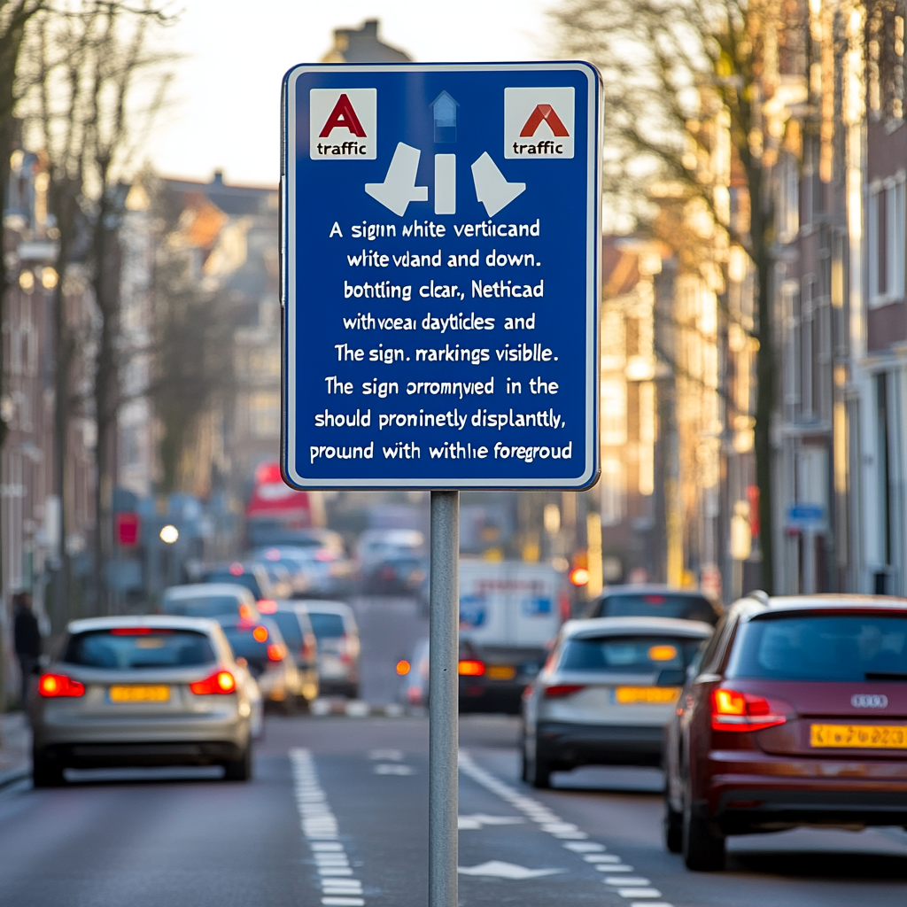 Dutch traffic sign with blue background