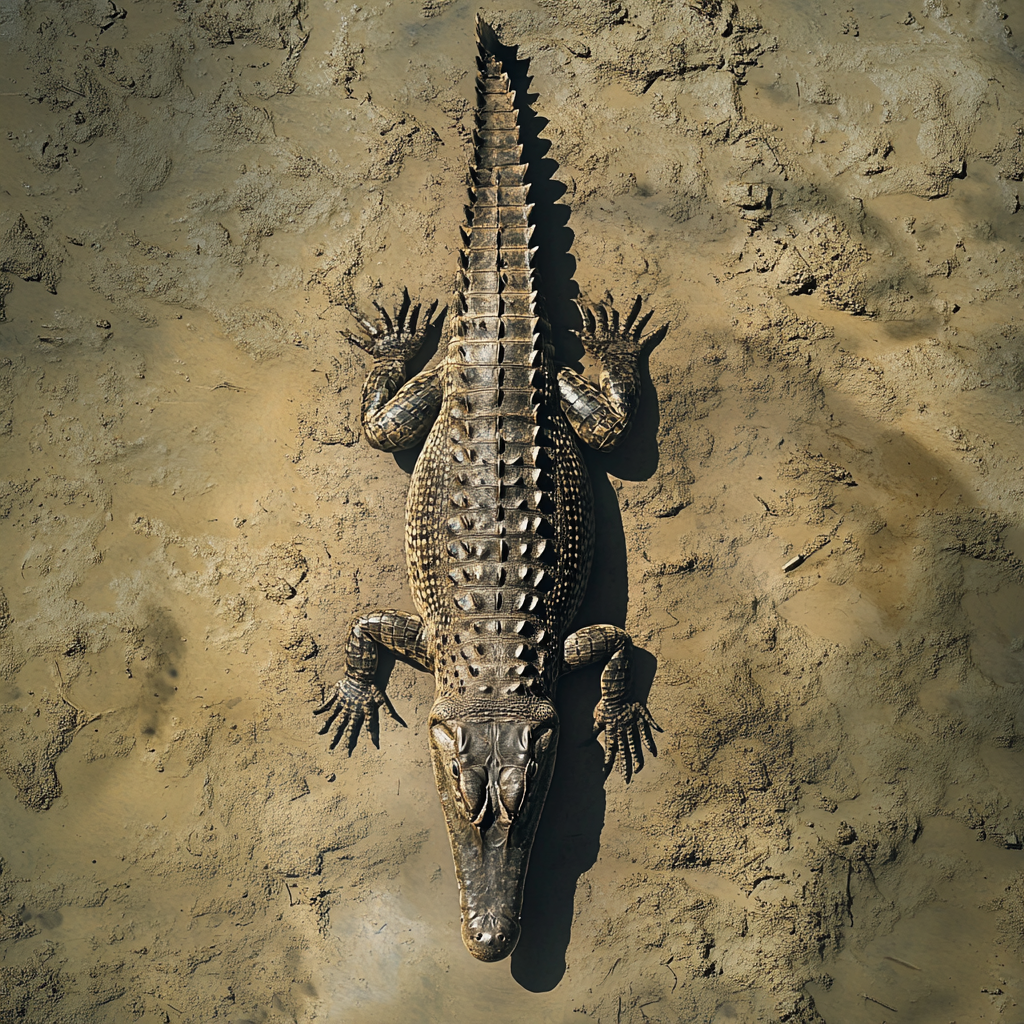 Crocodile swimming in murky water