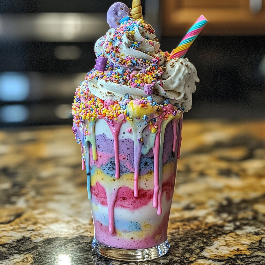 Unicorn Cookies Cream Milkshake Macro Shot