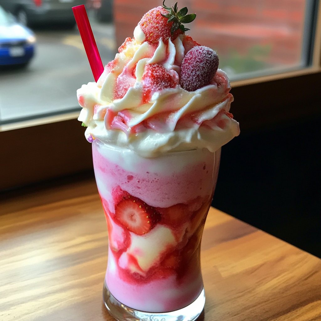 Unicorn Strawberry Swirl Shake Macro Photo