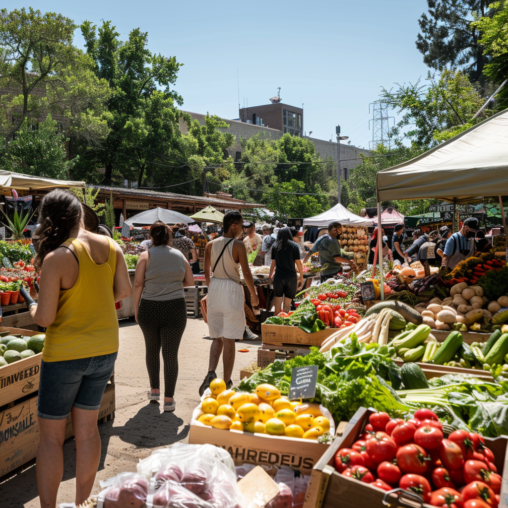 farmers market community gathering stall